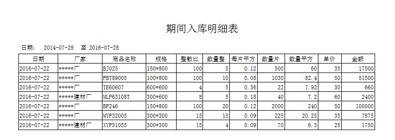 《磁砖进销存管理系统》报表打印格式